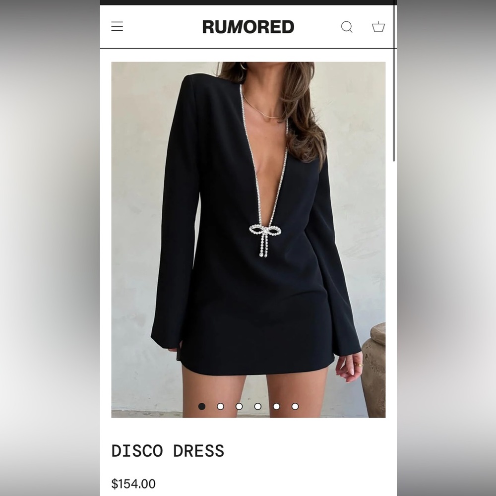 Rumored Disco Dress (never worn) mini black dress with bow embellishment